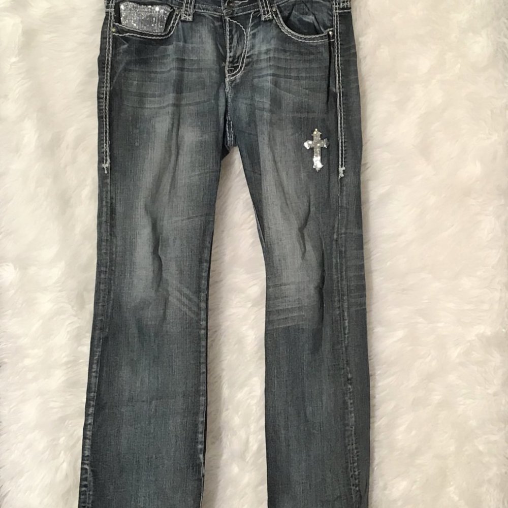 Cowgirl Tuff Women's Sequin Cross Jeans - Picture 2 of 7